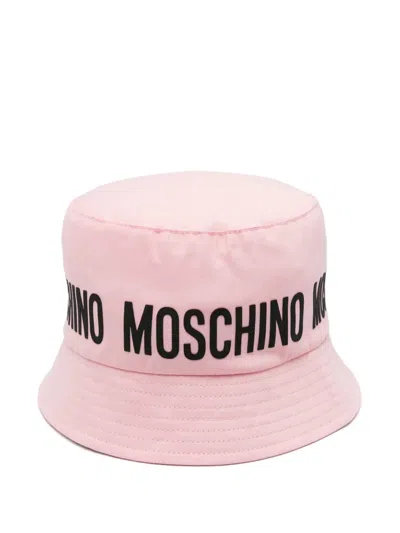 Moschino Rubberised-logo Bucket Hat In ピンク
