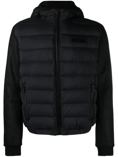 Moschino Rubberised-logo Puffer Jacket In Black