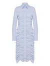 Moschino Ruched Button-down Midi Dress In Blue