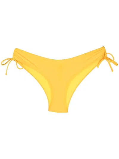 Moschino Ruched Drawstring-detail Swim Briefs In Yellow