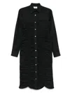 Moschino Long Sleeve Ruched Detail Front Pocket Dress In Black