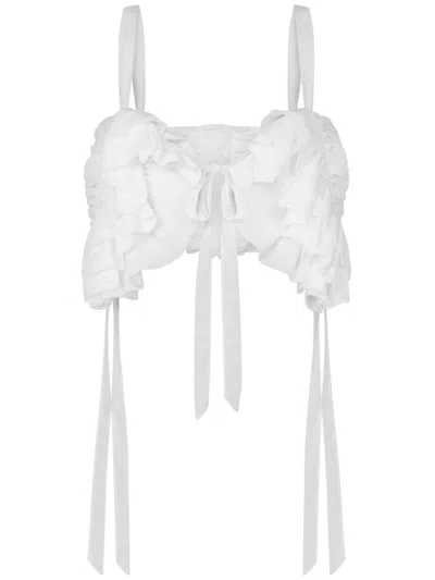 MOSCHINO RUFFLE-DETAIL CROP TOP