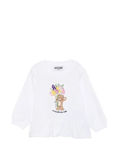 Moschino Babies' Ruffle Teddy-bear Top In White