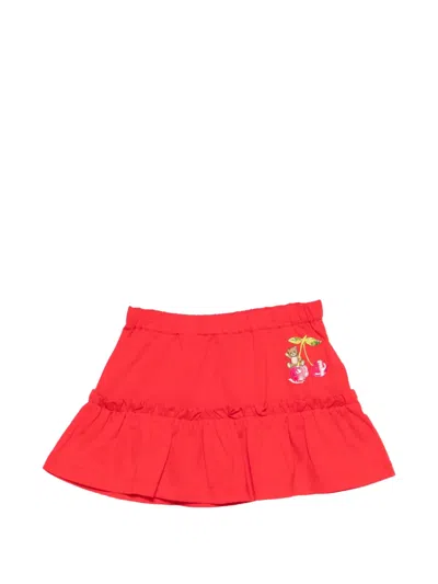 Moschino Babies' Ruffled Bear-print Skirt In Red