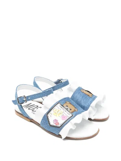 Moschino Ruffled Bear Sandals In Blue