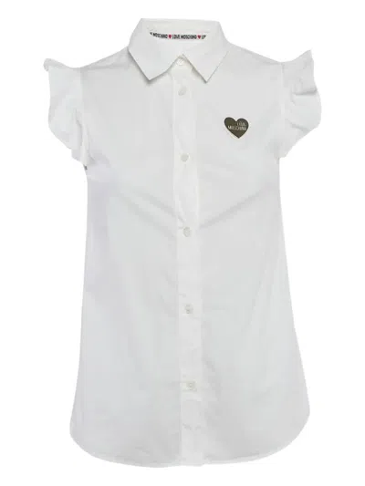 Pre-owned Moschino Ruffled Blouse In White