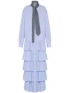 Moschino Ruffled Cotton Dress In Blue