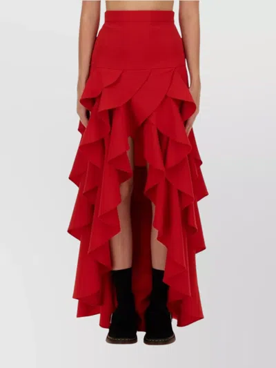 MOSCHINO RUFFLED CREPE SKIRT LAYERED HEM