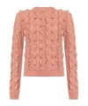 Moschino Ruffled Texture Wool Blend Sweater In Pink