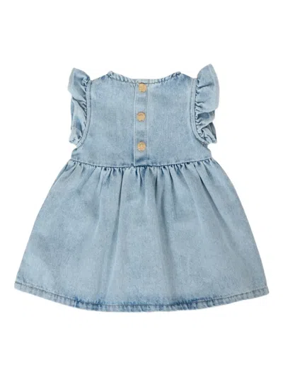 Moschino Babies' Ruffled Denim Dress In Blue