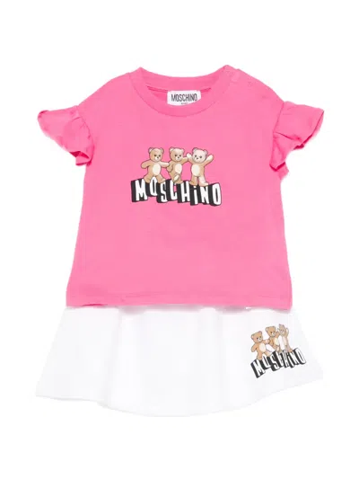 Moschino Babies' Ruffled-detail Teddy-print Tracksuit In Multi