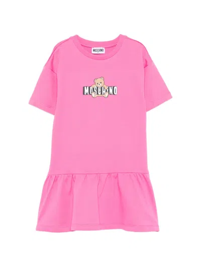 Moschino Kids' Ruffled Graphic Dress In Pink