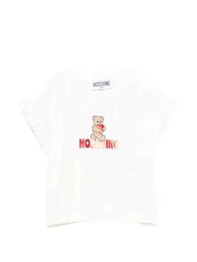 Moschino Babies' Ruffled Graphic T-shirt In White