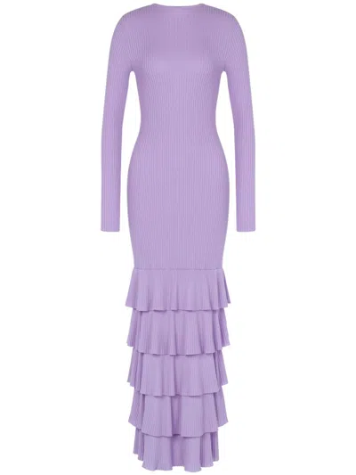 Moschino Ruffled Knitted Dress In Lilac