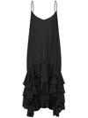 Moschino Viscose Twill Dress With Ruffles In Black