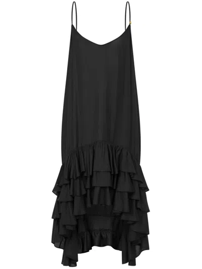 Moschino Ruffled Midi Dress In Black