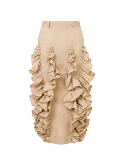 Moschino Ruffled Midi Skirt In Multi