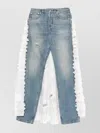 Moschino Ruffled Overlay Distressed Jeans