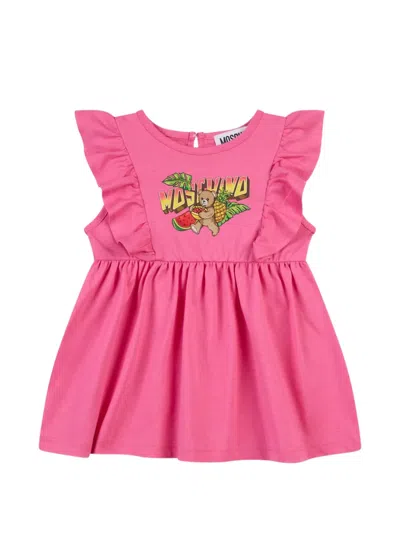 Moschino Babies' Ruffled Printed Dress In Pink