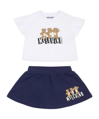 Moschino Babies' Ruffled Skirt Set In White