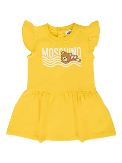 Moschino Yellow Dress For Baby Girl With Teddy Bear