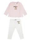Moschino Ruffled Teddy-print Trousers Set In White