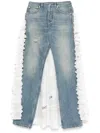 Moschino Ruffled Overlay Distressed Jeans In Blue