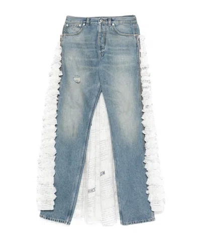 MOSCHINO RUFFLED-TRAIN JEANS