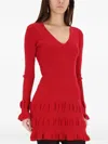 Moschino Jeans Mini Dress With Ruffles In Red