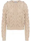 Moschino Ruffled Wool Blend Cardigan In Neutrals