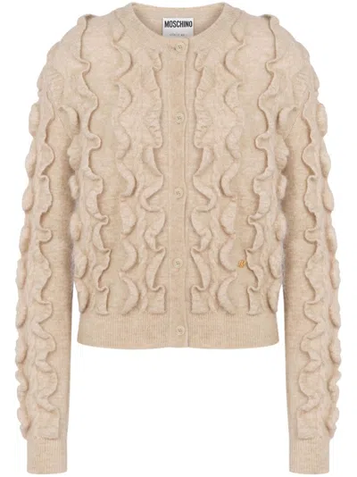 MOSCHINO RUFFLED WOOL BLEND CARDIGAN