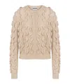 Moschino Ruffled Wool Blend Cardigan In Nude
