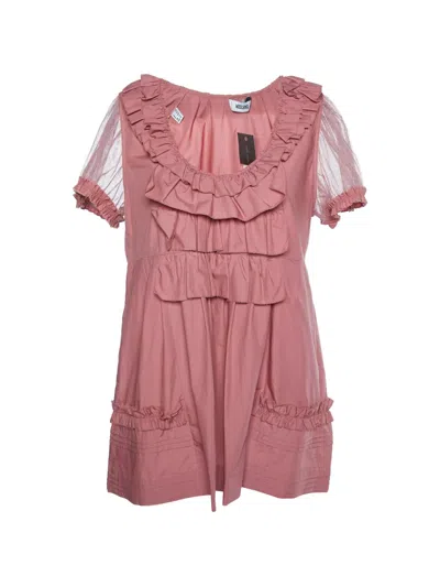 Pre-owned Moschino Ruffled-detailing Top In Pink