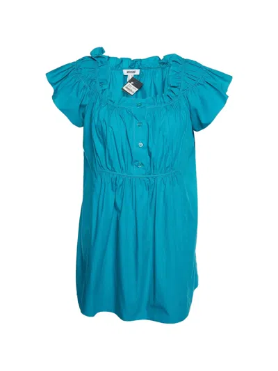 Pre-owned Moschino Ruffle-detail Top In Blue