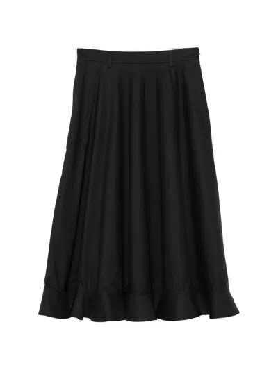 Moschino Ruffled-hem Midi Full Skirt In Black