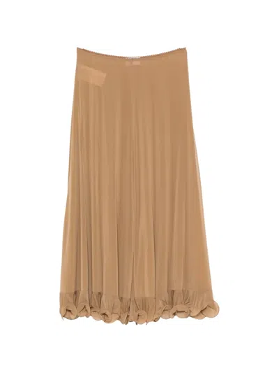 Moschino Ruffled-hem Midi Skirt In Brown