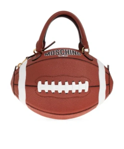 Moschino Football Top Handle Tote Bag In Brown