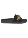 Moschino Logo-hardware Slides In Nero/oro