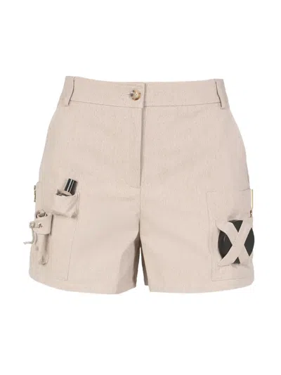 Moschino Safari Essential Kit Cotton Gabardine Bermuda Shorts In White