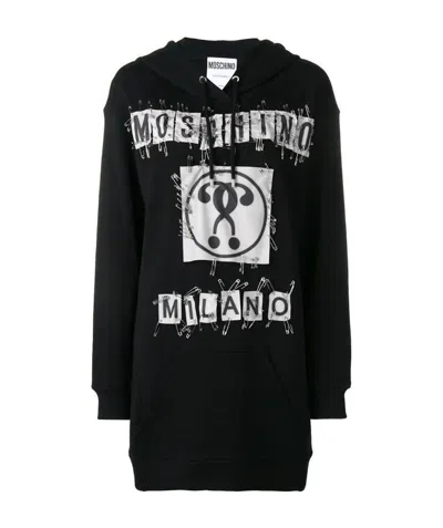 Moschino Safety Pin Embellished Logo Dress In Black