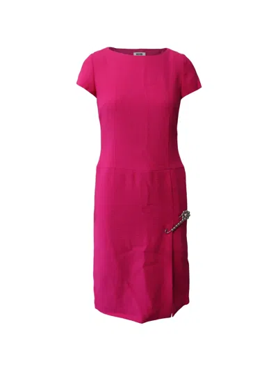 Pre-owned Moschino Safety-pin Sheath Dress In Pink