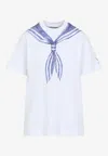 Moschino White T-shirt With Trompe Loeil Nautical Scarf Effect In White