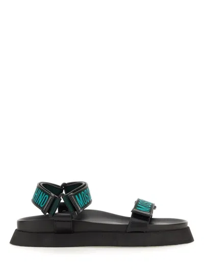 Moschino Sandal With Logo In Black
