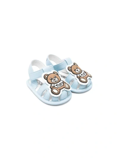 Moschino Kids' Sandali Con Applicazione Teddy Bear In Light Blue