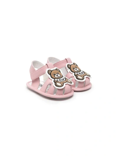 Moschino Kids' Sandali Con Applicazione Teddy Bear In Pink