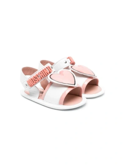 Moschino Kids' Sandali Con Applicazione In White