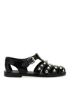 Moschino Teddy Bear-studded Patent Sandals In Black