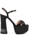 Moschino Crystal Embellished Block Heel Sandals