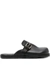 Moschino Black Leather Mule Loafers In Black