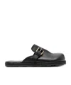 Moschino Black Leather Mule Loafers In Black